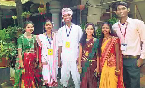 Youth representing different states in their traditional dress