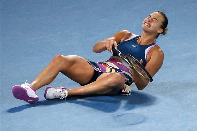 Aryna Sabalenka of Belarus celebrates after defeating Elena Rybakina of Kazakhstan in the women's singles final at the Australian Open. In 2022 she dished up 428 double faults, 151 more than any other player on the women's tour. (Photo | AP)