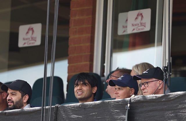 Indian olympian Neeraj Chopra cheering on the Indian U-19 women's cricket team during the finals. (Photo | BCCI Women Twitter)