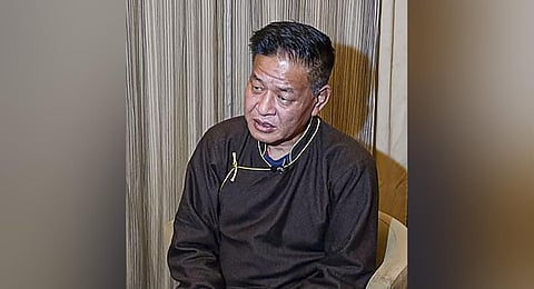 President of Tibetan Government-in-exile Penpa Tsering during an interview. (Photo | PTI)