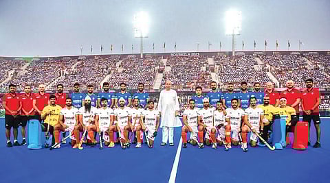 CM Naveen Patnaik inaugurates Birsa Munda Hockey Stadium at Rourkela ahead of the hockey World Cup, on Thursday | EXPRESS