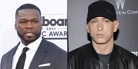 American entertainers 50 Cent, Eminem.(Photo | AP)