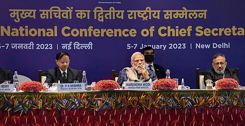 Prime Minister Narendra Modi attends the conference of Chief Secretaries, in New Delhi, on Jan. 6, 2023. (Photo | PTI)