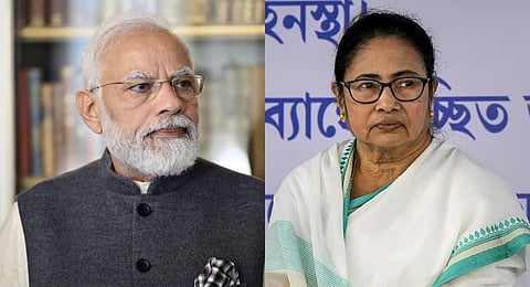 FILE - A collage of Prime Minister Narendra Modi and West Bengal Chief Minister Mamata Banerjee, used for representational purposes only. (Photo | PTI)