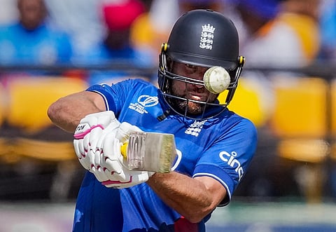 England's Dawid Malan plays a shot during the ICC Men's Cricket World Cup 2023 match against Bangladesh, at HPCA Stadium, in Dharamshala, Tuesday, Oct. 10, 2023. (Photo | PTI)