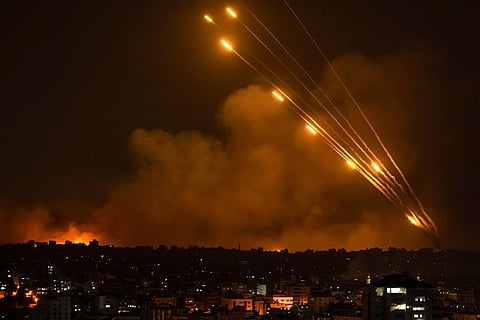 Rockets are fired toward Israel from the Gaza Strip, Sunday, Oct. 8, 2023. (Photo | AP)