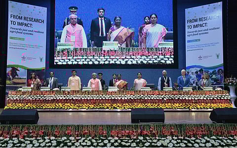 The President of India, Smt Droupadi Murmu inaugurating an International Research Conference on ‘From research to impact: Towards Just and Resilient Agri-Food Systems | President of India website