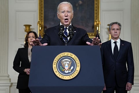 President Joe Biden speaks Tuesday, Oct. 10, 2023, in the State Dining Room of the White House in Washington, about the war between Israel and the militant Palestinian group Hamas. (Photo | AP)