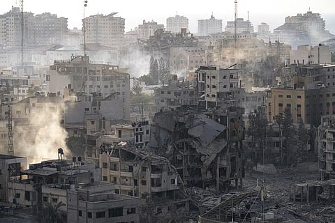 For representational purpose. The destruction from Israeli aerial bombardment is seen in Gaza City, Wednesday, Oct. 11, 2023. (Photo | AP)