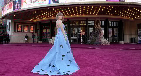 Taylor Swift arrives at the world premiere of the concert film 'Taylor Swift: The Eras Tour' on Wednesday, Oct. 11, 2023.(Photo | AP)