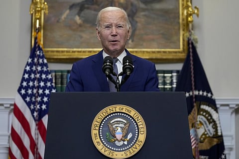 President Joe Biden speaks in the Roosevelt Room of the White House, Sunday, Oct. 1, 2023, in Washington. (Photo | AP)