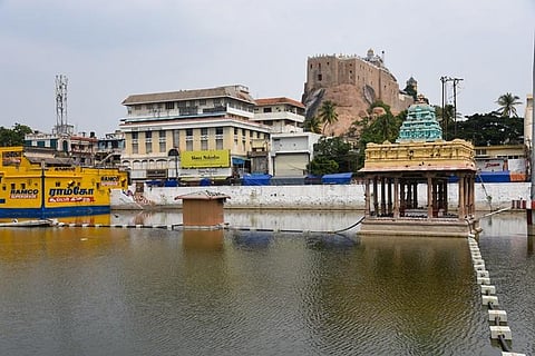 A view of the Teppakulam near Rockfort in Tiruchy on Friday | MK Ashok Kumar