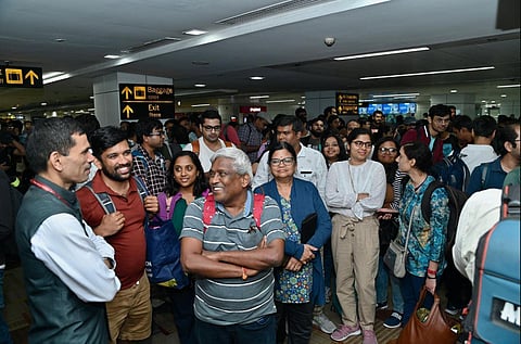A total of 235 Indian Nationals, including two infants, arrived on the second flight. (Photo | Twitter @MEA)