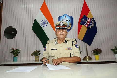 IPS officer Sandeep Shandilya took charge as Hyderabad City Commissioner on Friday at ICCC, Banjara Hills. (Photo | Express)