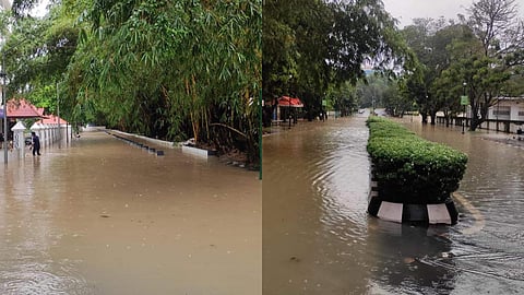 Technopark in Thiruvananthapuram that saw severe waterlogging following overnight rains. (Photo | Prathidhwanisocio-cultural organisation of Technopark employees)