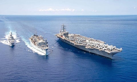 The United States is sending USS Eisenhower aircraft carrier to the eastern Mediterranean to deter hostile actions against Israel on October 14, 2023 | AFP