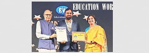 Parimi Pavan Chand, the director of DPS, Vijayawada received the award at a ceremony in Delhi.