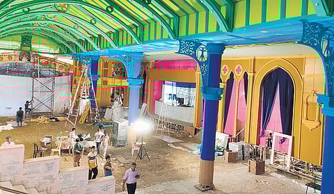 The pooja mandal being set up | Express