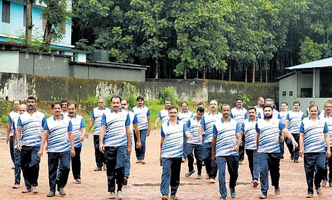 Members of the Morning Walkers club at Kalikavu panchayat ground