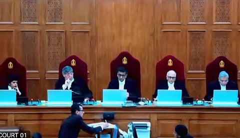 The five-judge Constitution bench comprising Chief Justice DY Chandrachud and Justices SK Kaul, SR Bhat, Hima Kohli and PS Narasimha during pronouncement of verdict on same-sex marriages.