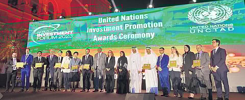 The award for excellence in scaling up energy transition investments was presented  at the 8th World Investment Forum held in Abu Dhabi. (Photo | Express)