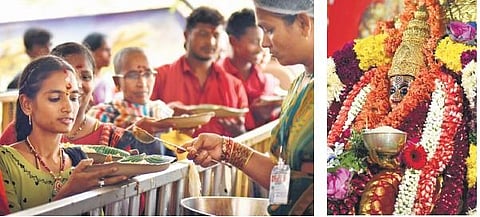 Thousands throng the Durga temple on third day of Dasara festivities