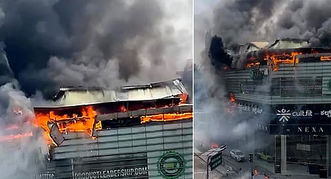 Massive flames rage in Mudpipe Cafe at KDP Building in SG Palya | Express