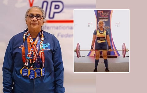 Reeni Tharakan with her gold medals. (Photo | Express)
