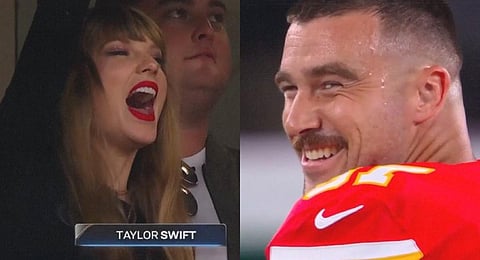 Taylor Swift and her rumoured beau Travis Kelce (Twitter)