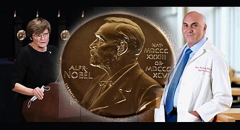The Nobel Medicine Prize winners. (Photos | AP; Nobel Academy; Penn Medicine website)
