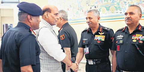 Rajnath Singh meets commanders during the Army Conference (File photo)