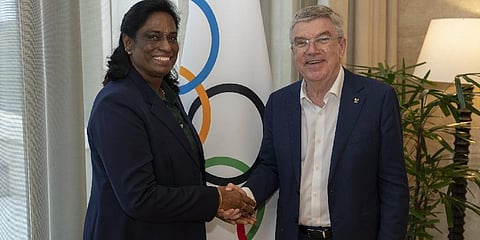 IOA president PT Usha (left) during a recent meeting with IOC president Thomas Bach in Mumbai