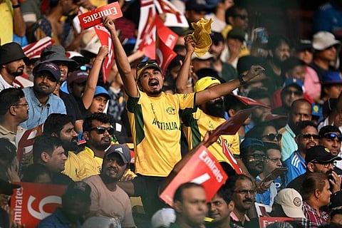 Crowd at Chinnaswamy Stadium during the ICC World Cup match between Australia and Pakistan in Bengaluru (Photo | AFP)