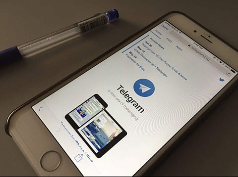 Messaging app Telegram displayed on a smartphone. (Photo | AP)
