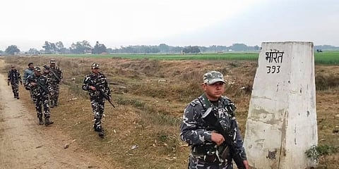 Shashtra Seema Bal (SSB) jawans patrol along the India-Nepal Border near Raxaul in East Champaran district. (File Photo | PTI)