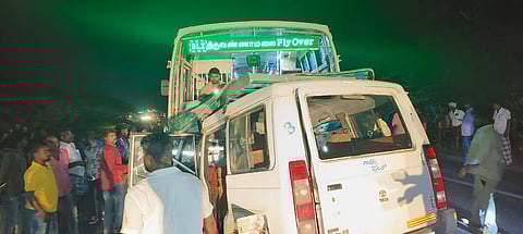 The TNSTC government vehicle and the Tata Sumo collided near chengam Road in Tiruvannamalai district. (Photo | Express)