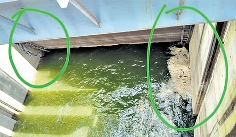 The damaged piers of the Medigadda barrage