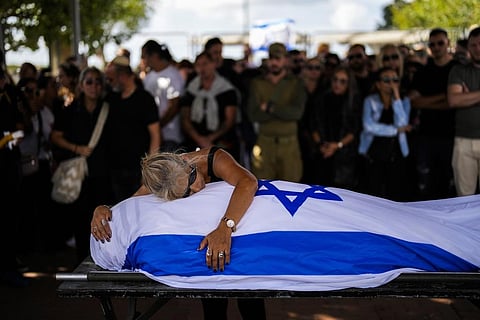 Funeral ceremony of an Israeli victim died in Oct 7 Hamas attack. (Photo | AP)