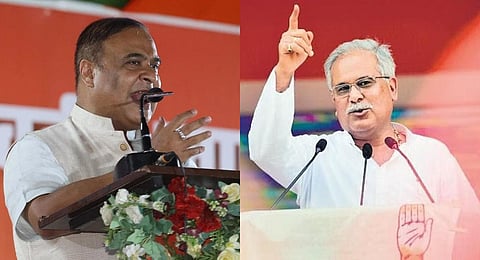 Assam Chief Minister Himanta Biswa Sarma and  Chhattisgarh CM Bhupesh Baghel. (File photo)