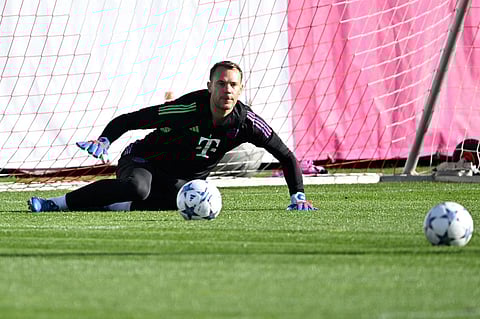Bayern Munich's goalkeeper Manuel Neuer attends a team training session in Munich, Germany, Monday, Oct. 23, 2023. (Photo | AP)