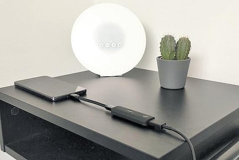 Roughly the size of a USB thumb drive and featuring an eye-catching vertical light strip, the device optimises charging speeds to safeguard your battery from degradation.