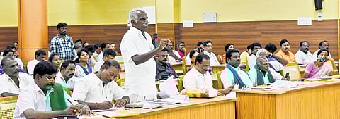 A grievance meet under way at Tiruchy collectorate on Friday | M K Ashok Kumar