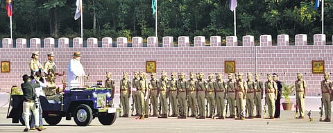 Home Minister Amit Shah at the passing out parade of 75th batch of IPS probationers at SVP National Police Academy on Friday