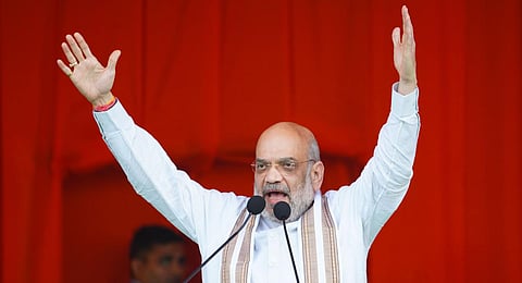 Union Home Minister Amit Shah at the Jana Garjana public meeting on Friday