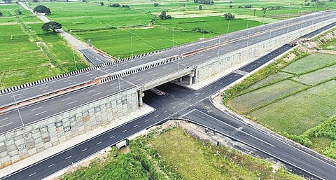 A view of Vijayawada Western Bypass, connecting NH-16 and NH-65 from China Avutapalli to Gollapudi I Express