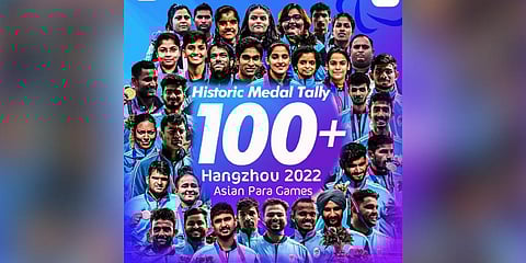 Indian para contingent has won 100 medals, making this their most successful Para Asian Games campaign to date (Photo | Twitter)