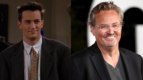 Canadian American actor Matthew Perry as Chandler Bing in the sitcom 'Friends'.