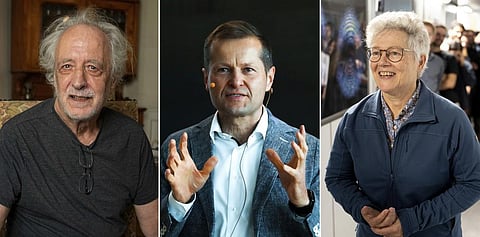 This combo photo taken shows French scientist Pierre Agostini, Scientist Ferenc Krausz, and French-Swedish physicist Anne L'Huillier.  The trio won the Nobel Prize in physics on Tuesday. (Photo | AP)