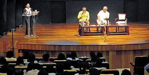 Sunaina Arya Speaks during the Colloquium on Media and Identities Caste, Tribe and Gender in India at Asian College of Journalism in Tharamani in Chennai. (Photo | Allen Egenuse J)
