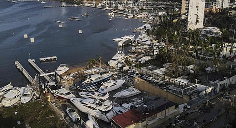 Damage is seen at a yacht club in the aftermath of Hurricane Otis in Acapulco, Mexico, Saturday, Oct. 28, 2023. (AP Photo)